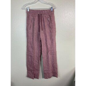 Athleta Womens Cabo Linen Wide leg Pants Size 2 Pink Drawstring Relaxed Fit